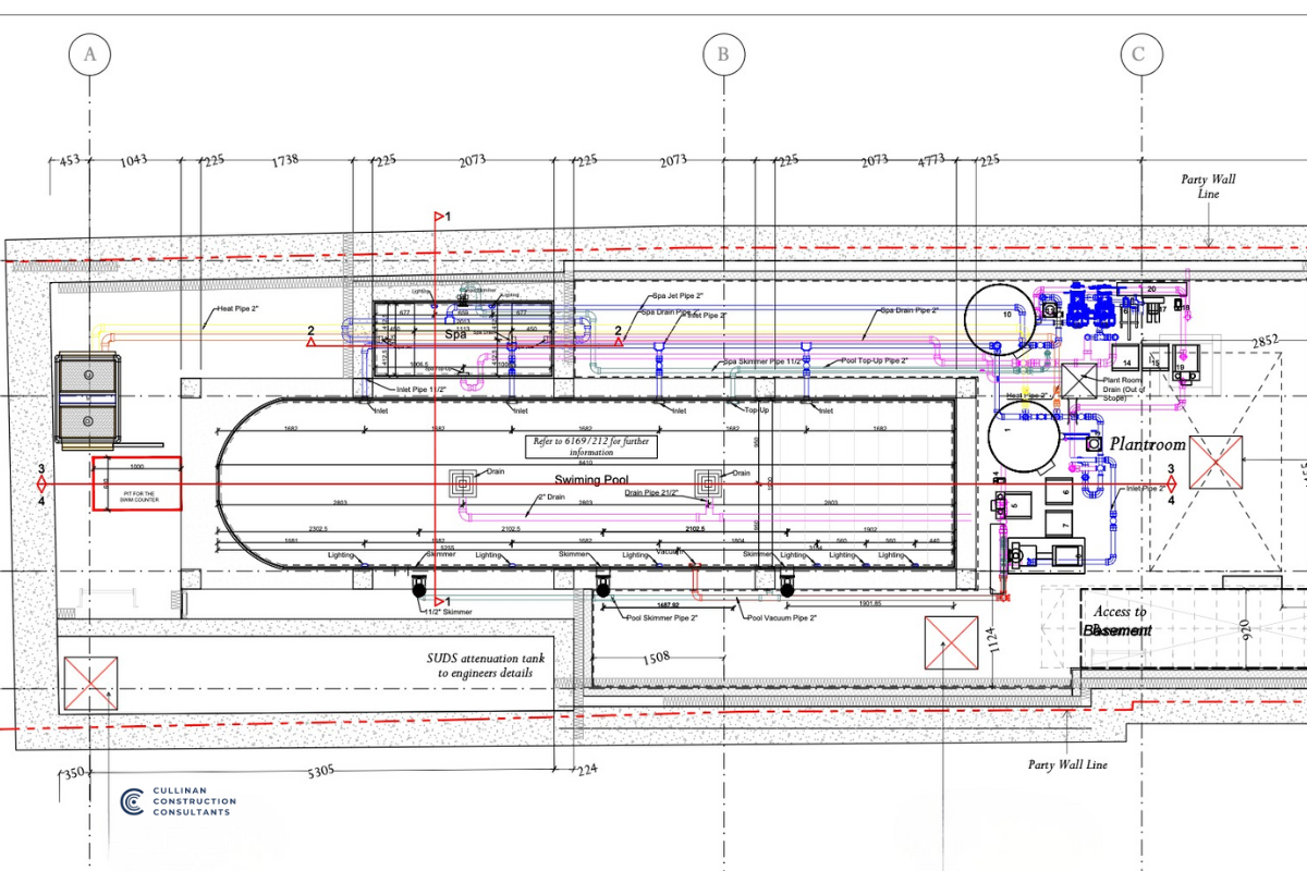 swimming pool 2d drawing design by cullinan construction consultant